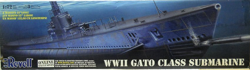 Revell 1/72 Gato Class Submarine / USS Cobia / USS Silversides / USS Flasher / USS Growler - 52 Inches Long, 85-0384 plastic model kit